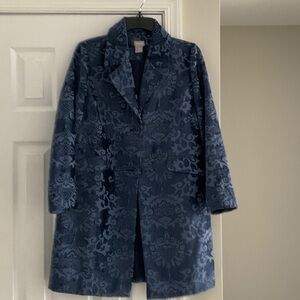 Chico's Navy Jacquard Trench Coat